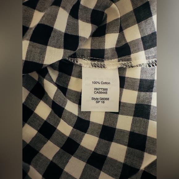 Women’s J Crew Gingham Check Black and White Shirt Tie Waist Sz S - Picture 6 of 9